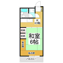 クーフナガノ 1Kの間取図画像
