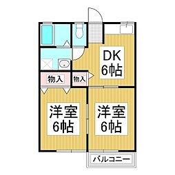 セローハウス 2DKの間取図画像