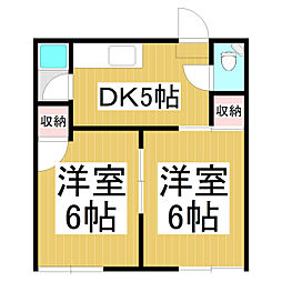 フォーブル南俣B 2DKの間取図画像