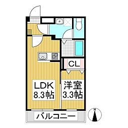 エル・フローラ南俣 1LDKの間取図画像