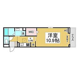 トリシア中越 1Kの間取図画像