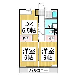 上千田ハイツB 2DKの間取図画像