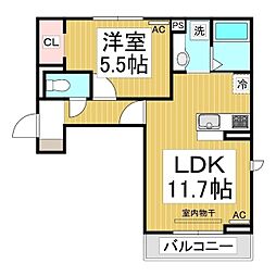 トリシア三輪 1LDKの間取図画像