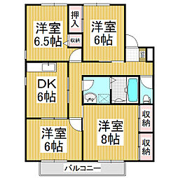 パピヨン三輪A 4DKの間取図画像