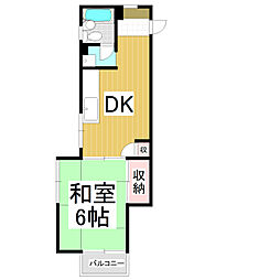 七瀬中町ホームズ 1DKの間取図画像