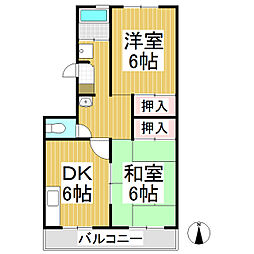 朝陽マンション 2DKの間取図画像