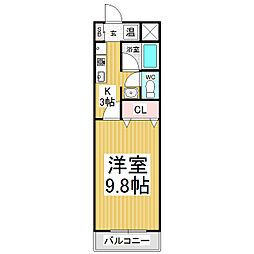 クレセントハウス七瀬 1Kの間取図画像