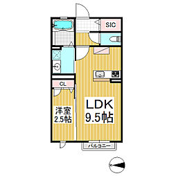 ヴィラ・ベルデ 1LDKの間取図画像