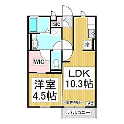 セジュール・アルス 1LDKの間取図画像