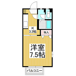 ディアス杏里B 1Kの間取図画像