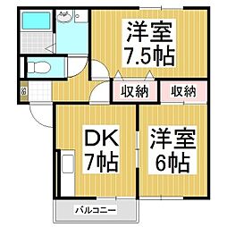 トミユウボラタB 2DKの間取図画像