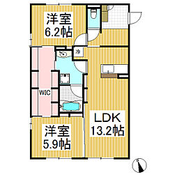 アマール・ボルベール 2LDKの間取図画像
