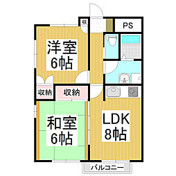 パシィフィック2 2LDKの間取図画像
