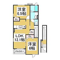 長野県長野市大字安茂里小市1丁目（賃貸アパート2LDK・2階・58.86㎡） その2