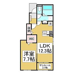 プログレスいそべ 1階1LDKの間取り