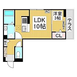 J-Room妃 VII番館 屋代駅前 1LDKの間取図画像