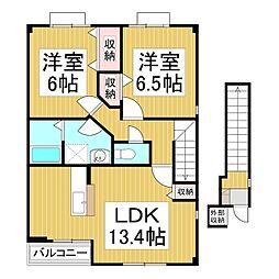 リュミエールB 2LDKの間取図画像