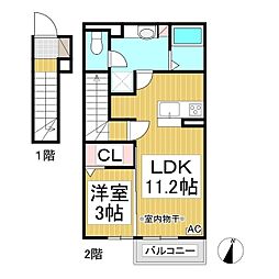 蔵谷ハイツ 1LDKの間取図画像