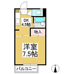 オリンピア川中島 1DKの間取図画像