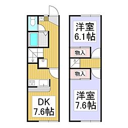 レオパレストゥロイメ 2DKの間取図画像