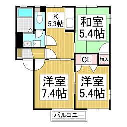 ディアス内川A 3Kの間取図画像