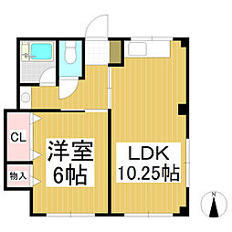コーポみや 1LDKの間取図画像