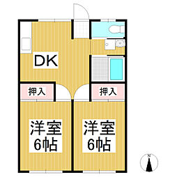 リーベンハイム 2DKの間取図画像