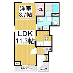 グラン・アビタシオンA 1LDKの間取図画像