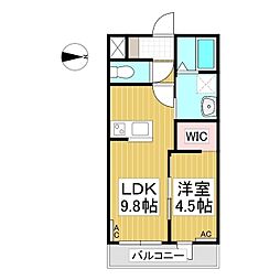 グレーシア瀬原田 1LDKの間取図画像