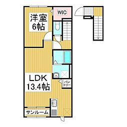 ハイツリバーサイド1 1LDKの間取図画像