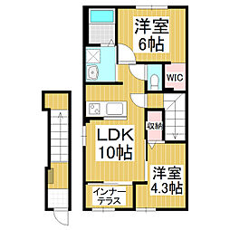 ヴィラ二ツ柳 2LDKの間取図画像