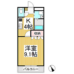 グレイス・ポミエ 1Kの間取図画像