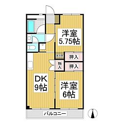 五明・ハイツ 2DKの間取図画像