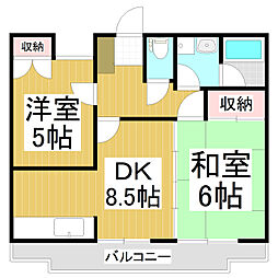 ポルテボナール茜 2DKの間取図画像