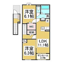 ラヴィエベール 2LDKの間取図画像