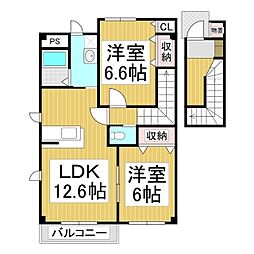 フィオーレB 2LDKの間取図画像