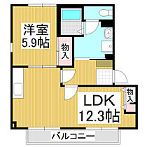 クレセールさくらＢ  ｜ 長野県上田市御所（賃貸アパート1LDK・1階・42.80㎡） その2