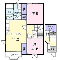 サンパレス 2階2LDKの間取り