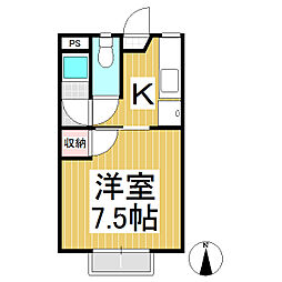 パークハイツ上田Ｂ 1階1Kの間取り