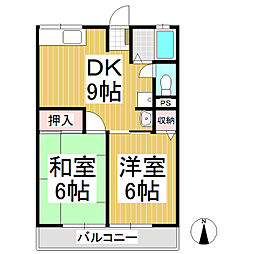 ヴェルジェ山口 2DKの間取図画像
