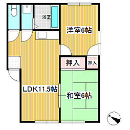 ソレイユ真田C 2LDKの間取図画像