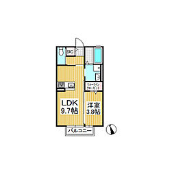 クレアール上田 1LDKの間取図画像