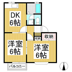 ローレルコート2 2DKの間取図画像