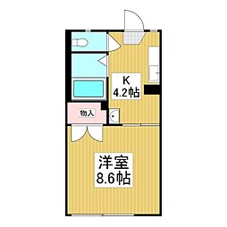 サンフレグランス東部 1Kの間取図画像