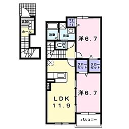カーサエレガンテA 2LDKの間取図画像