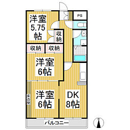 神科グランドマンション 3DKの間取図画像