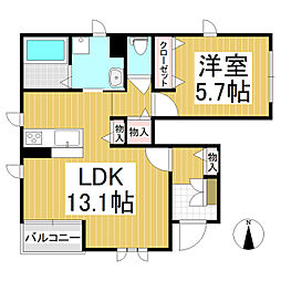 ルシエル 1LDKの間取図画像