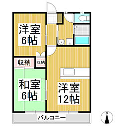 ハーベスト殿城A 2LDKの間取図画像