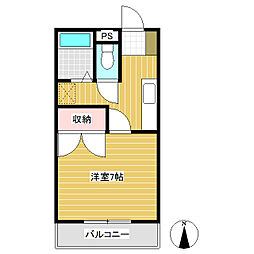 ハイツなかざわB 1Kの間取図画像