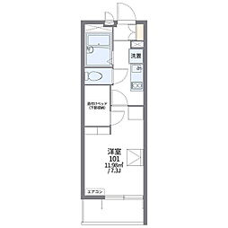 レオパレス宮原 1Kの間取図画像